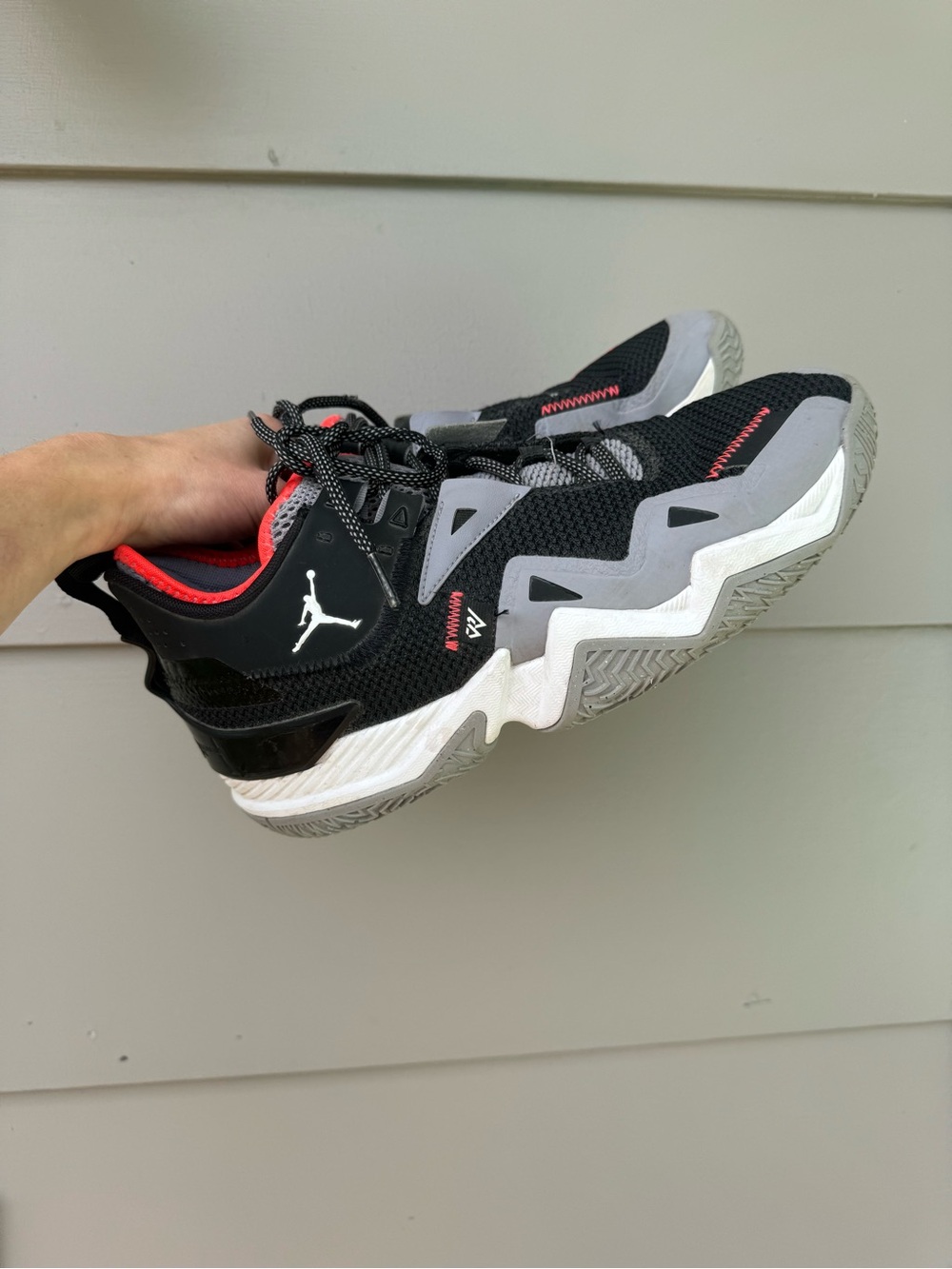 Jordan Men’s Black/Grey Basketball Shoes with Red Lining